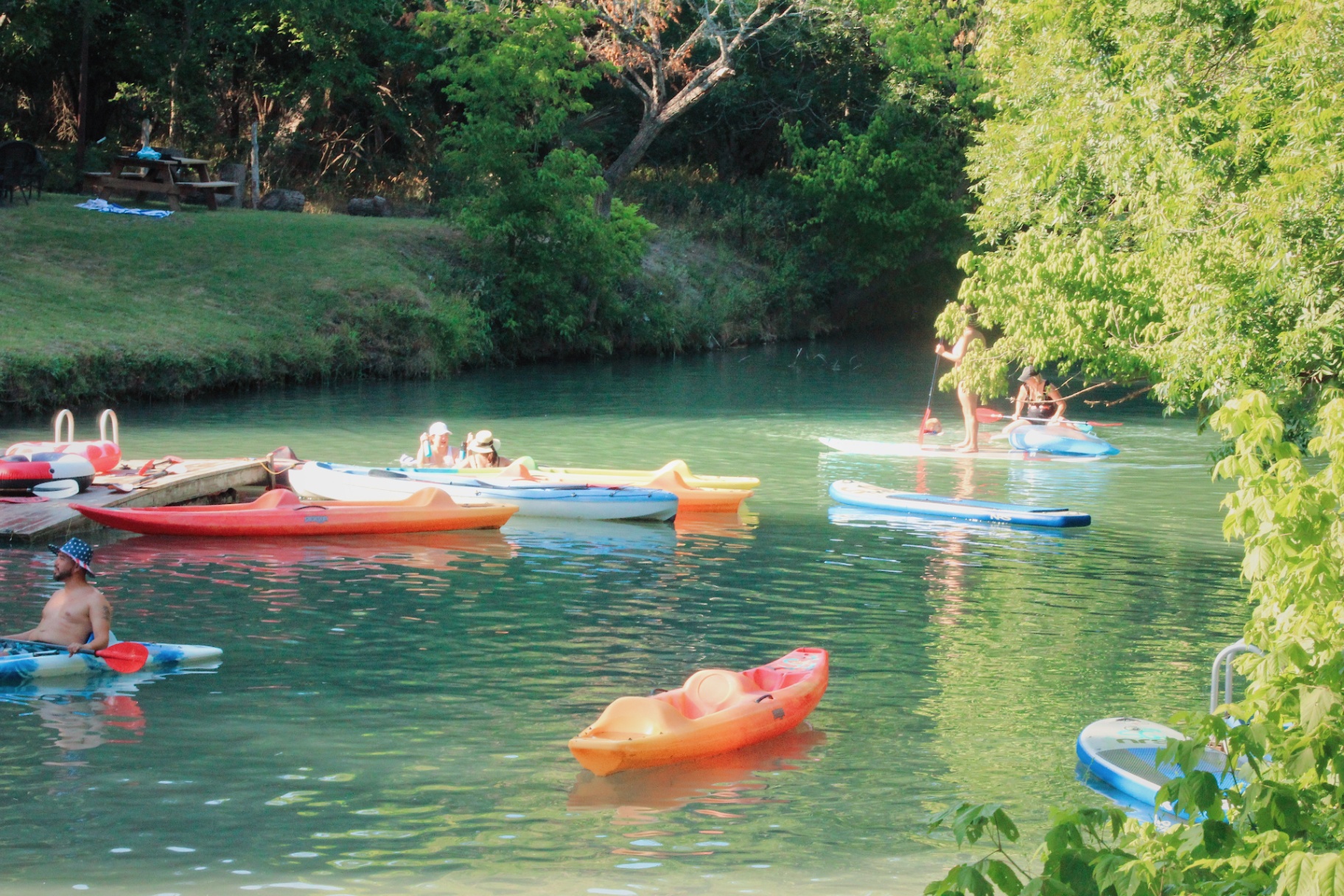 Boys playing at the waterfall