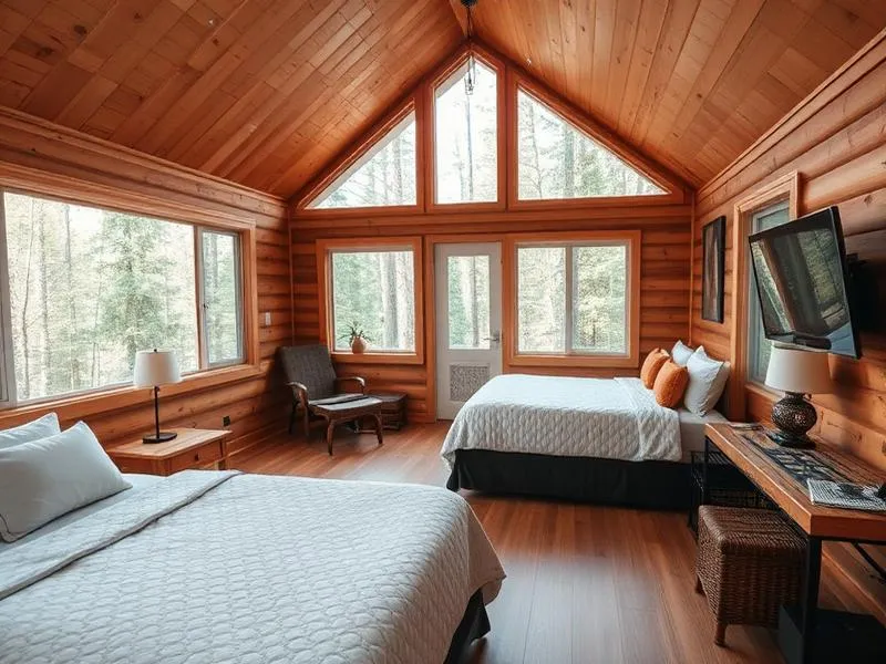 Birdhouse Cabin interior with modern amenities