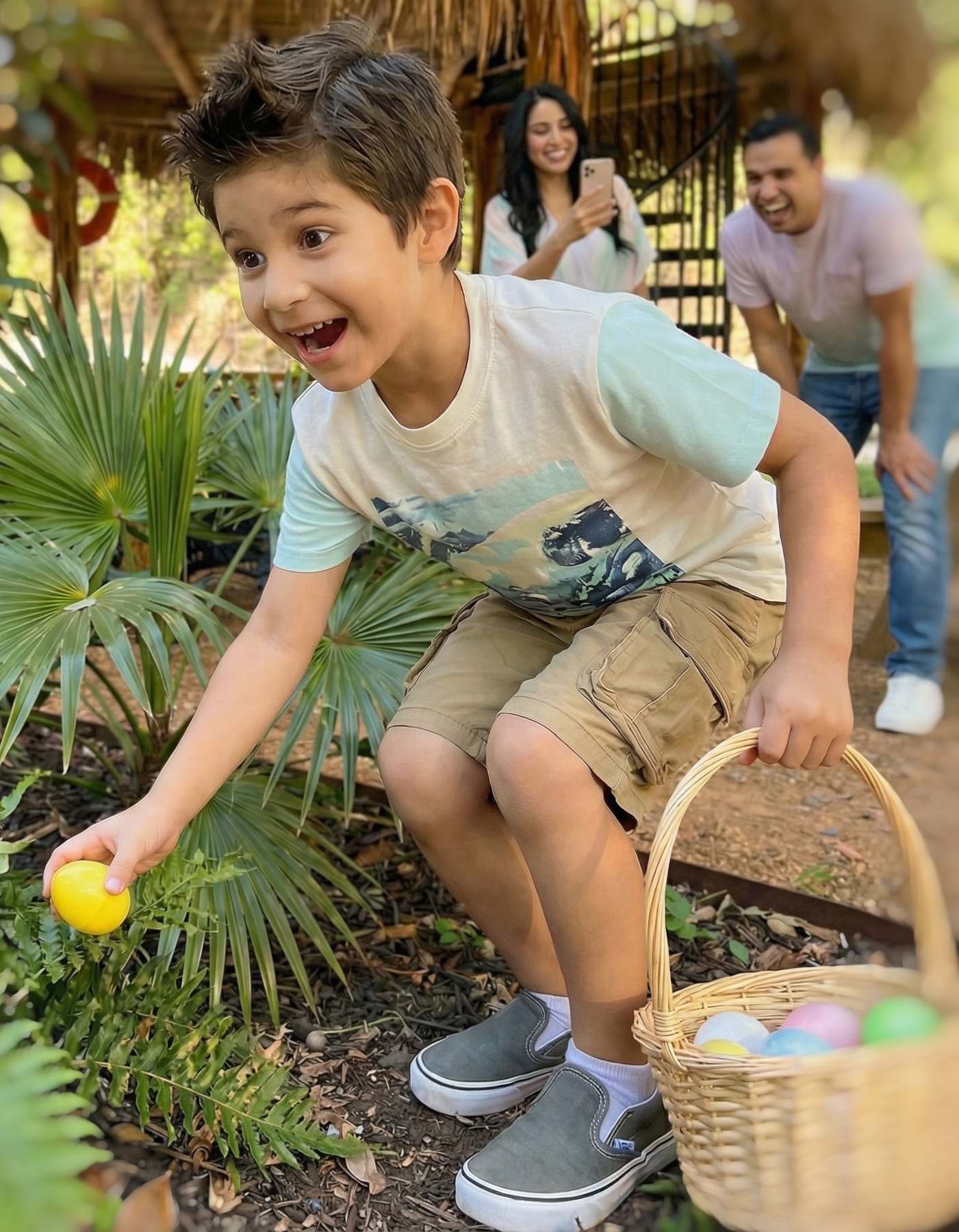 Boy on Easter egg hunt at Son's Geronimo