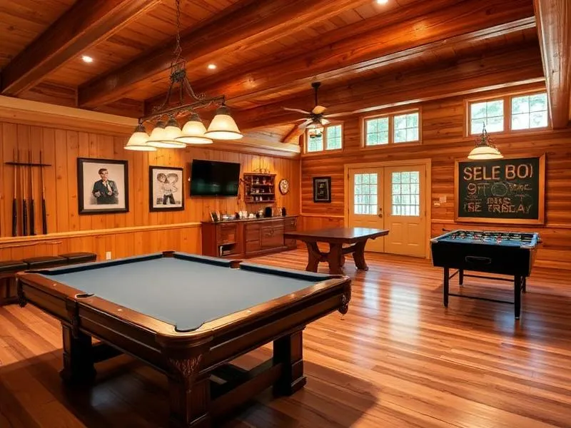 Game room with pool table and foosball